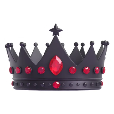 sleek black crown with red rubies, modern design, metallic shine sticker