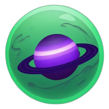 green planet with purple saturn rings and grey moon sticker