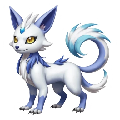 Colorful Skilled Adept Graceful Asian Painted Shiny Albino WereGarurumon-Meloetta-Renamon-Absol-fusion-hybrid-creature (full body) sticker