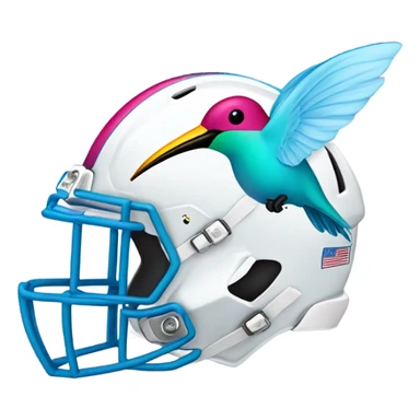 sky blue football helmet with hummingbird logo sticker