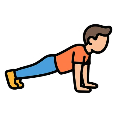 man doing pushups, color outline icon style sticker