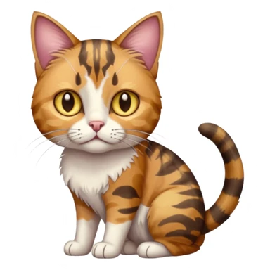 full body anxious looking colourful light calico tabby cat with hazel eyes and patchy brown tabby sections of fur sticker