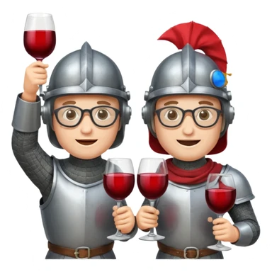Two medieval knights with masks down cheer-sing glasses of wine  sticker