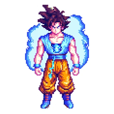 Goku in God mode, glowing blue aura sticker