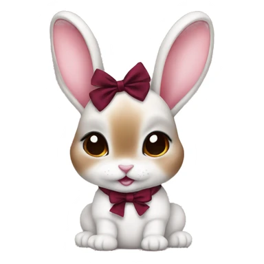 Baby bunny with coquette burgundy bow on ear sticker