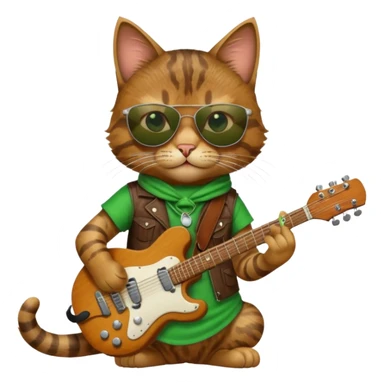 rockstar cat who plays guitar sticker