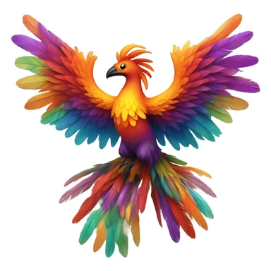 Colorful phoenix with wings outstretched in fine sticker
