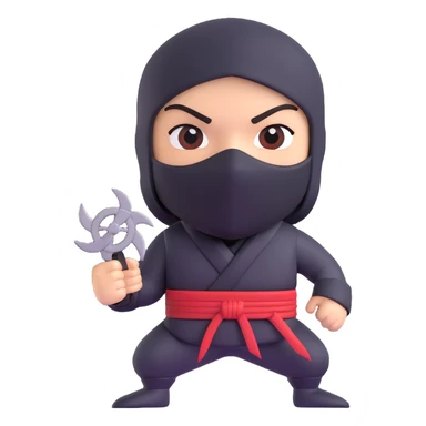happy ninja, winking, holding a shuriken sticker