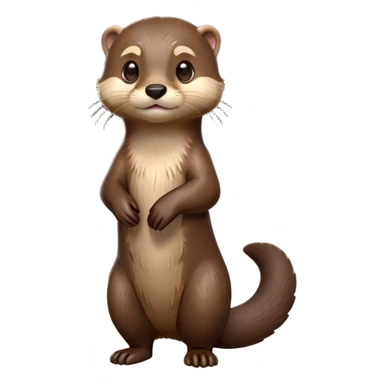 cinematic-noble [otter]-realistic-full-body-standing-emoji,-tail-tucked-close,-head-tilted-dramatically,-sleek-[brown]-fur,-simplified-yet-realistic-focused-features,-highly-detailed,-glowing-with-an-almost-sarcastic-glow  expressive eyes sticker