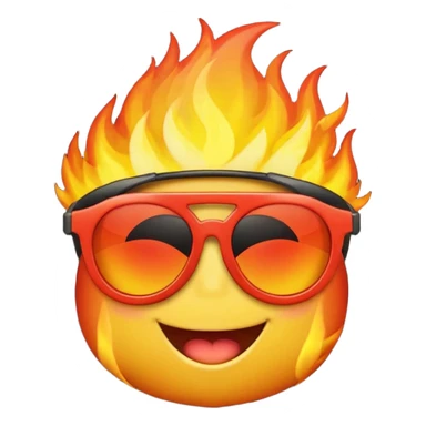 Make a fire emoji with sunglasses sticker