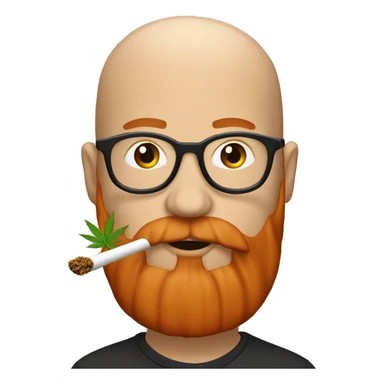 Emoji weed smoker with bald head and red beard sticker