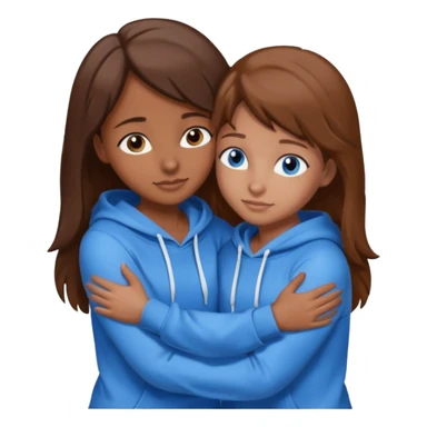two Girls, Brown and Blonde hair, with Blue Eyes hugging one has Brown hair cute Hug another Version  Both Blue eyes and white hoddies sticker