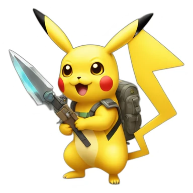 Pikachu with a weapon sticker