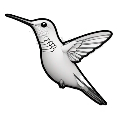 hummingbird Bird black and white outline sticker