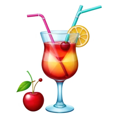 A sex on the beach cocktail in a glas, with a straw and a cherry on top as a accessoire sticker