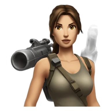 Lara croft with bazooka sticker