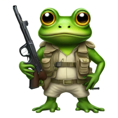 Frog standing with gun and helmet sticker