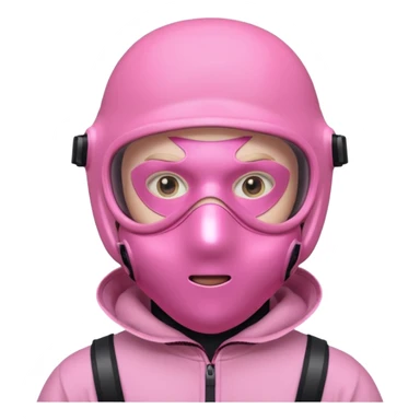 man in pink protection clothes with full-faced pink mask covered whole face sticker