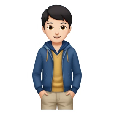  검정머리남자아이, 옷 입히고, 행복한 표정에, 배경 기득 심플하지 않게 키워드는 바다!!! sticker