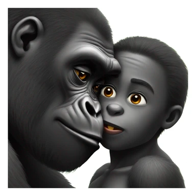 Gorilla kissing a boy sticker