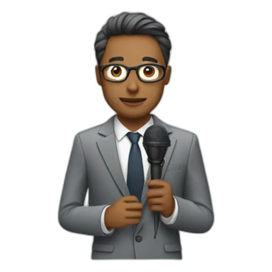 journalist with microphone sticker