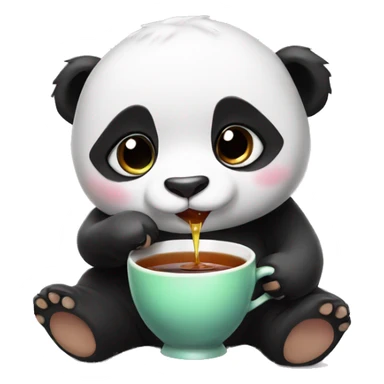 Cute panda baby drinking tea sticker