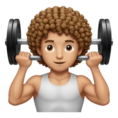curly haired boy lifting weights at the gym sticker