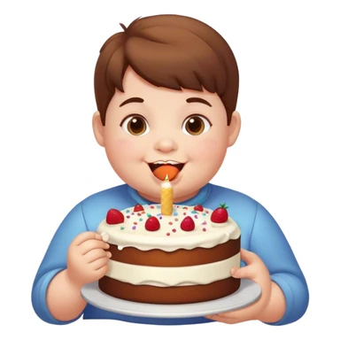Fat kid eating cake sticker