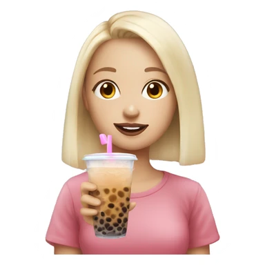 Blonde girl drinking bubble tea sticker