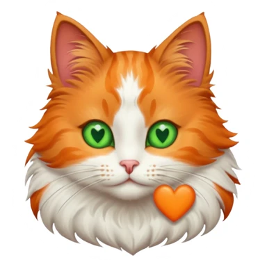 A cat with green eyes and a heart sticker