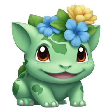 Bulbasaur with a flower crown  sticker