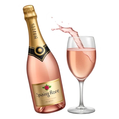 bottle of sparkling rose champagne tilted sideways sticker