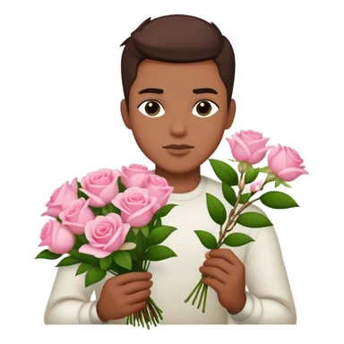 Cool bad boy holding a bouquet of pink jasmine roses sticker