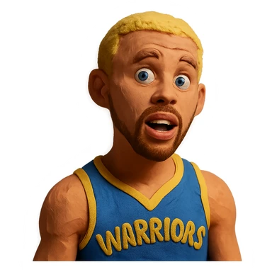claymation style Stephen Curry with blonde hair, no beard, expressive face sticker