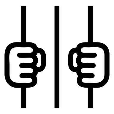 hands holding jail bars outline style sticker