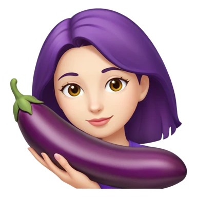 Woman holding eggplant sticker