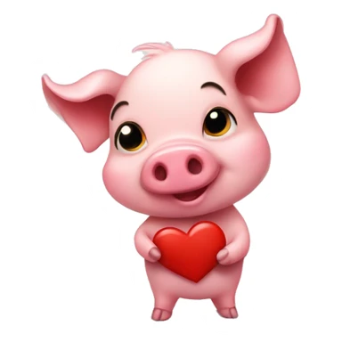 Cute pig with red hearth in his hand  sticker