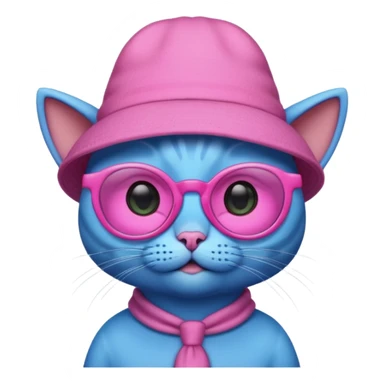 blue alien cat with pink hat  and spectacles sticker