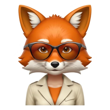serious anthropomorphised female fox in stylish outfit with sunglasses, back facing the viewer, head down, heavy frown, full-body view sticker