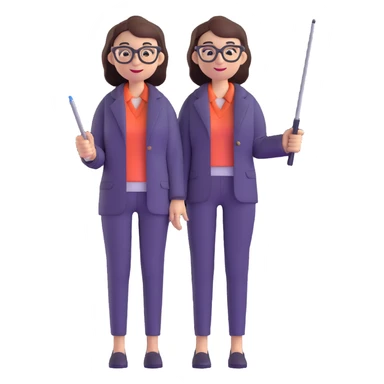 full body profesora with glasses and pointer sticker