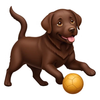 Chocolate labrador plays with a ball sticker