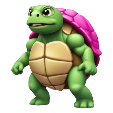 Muscular turtle hot pink sticker