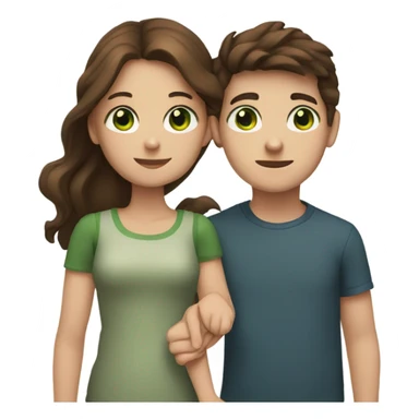 Girl with Brown Hair and Green eyes Holding Hands with Boy with Brown hair and Brown eyes  sticker