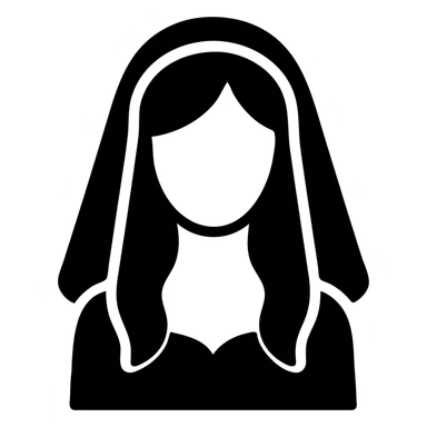 beautiful girl with long hair getting married veil covering face sticker