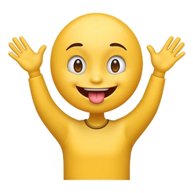emoji with its tongue out and hands to the side pushing outwards  sticker