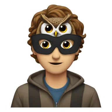 lewis buchan taking off an owl mask sticker