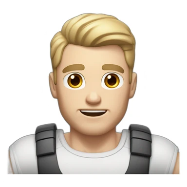 Surprised Pale skinned Fit Man With the biceps and dark brown hair in black shirt, gray sports shorts and white Sneakers sticker