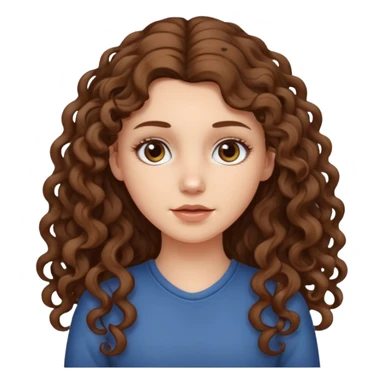 white girl with long curly brown hair, neutral expression sticker