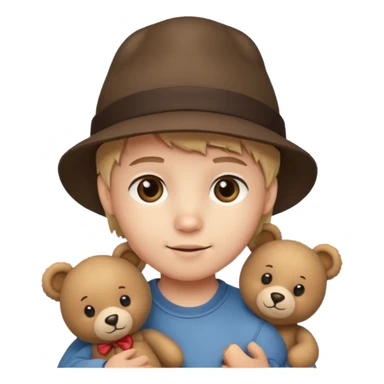 kid wearing hat with teddy bear  sticker
