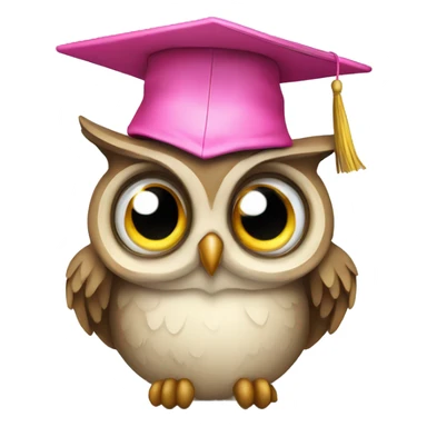 owl with pink graduate hat sticker